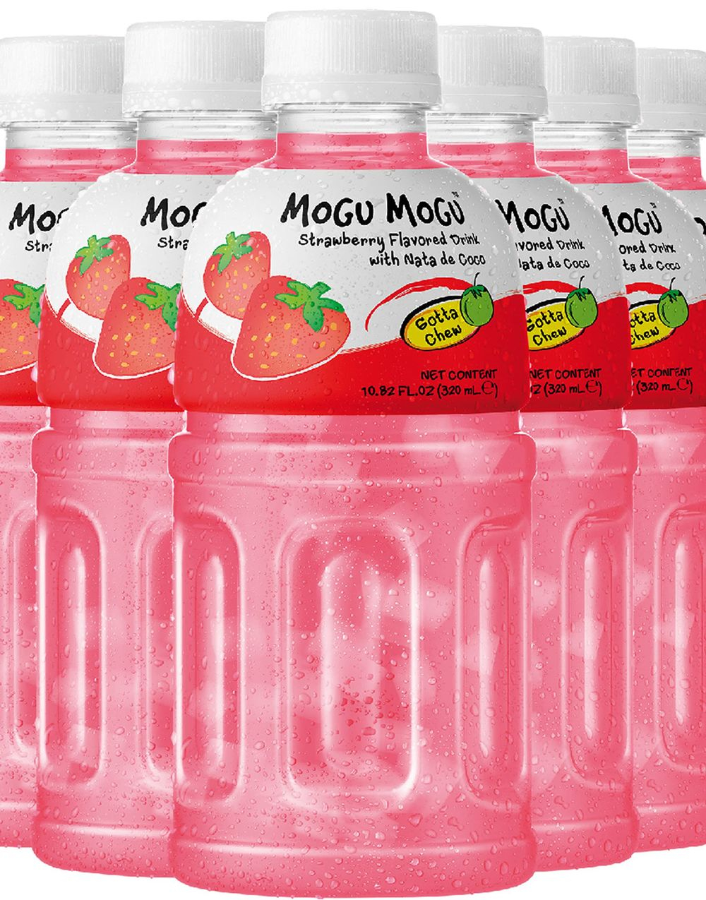 6 stk Mogu Mogu Nata De Coco Strawberry - Jordbærjuice med Kokosgelebiter 320 ml - Hel Eske (Thailand)