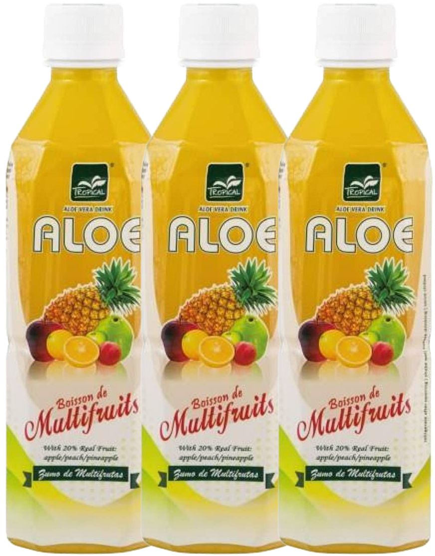 20 stk Tropical Aloe Vera Multifruit Leskedrikk 500 ml - Hel Eske