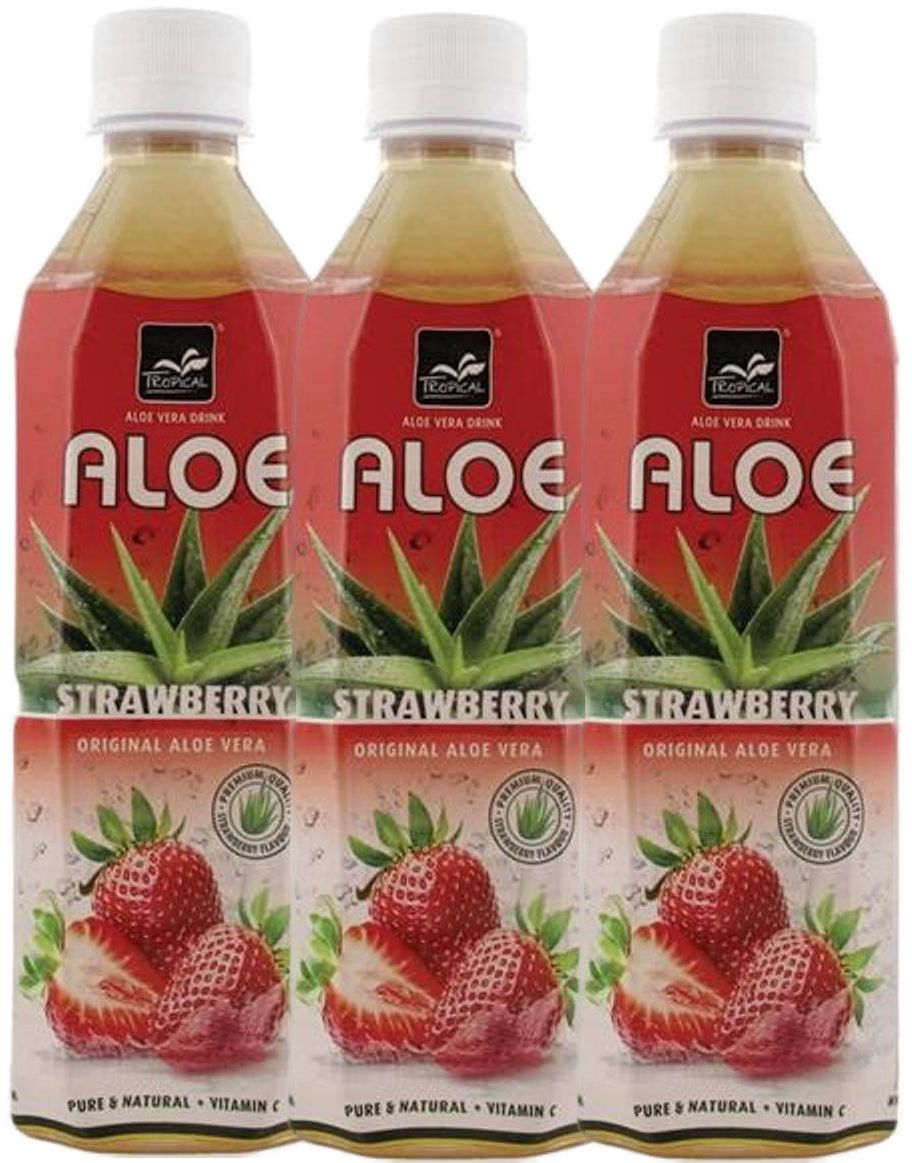 20 stk Tropical Aloe Vera Jordbær Leskedrikk 500 ml - Hel Eske