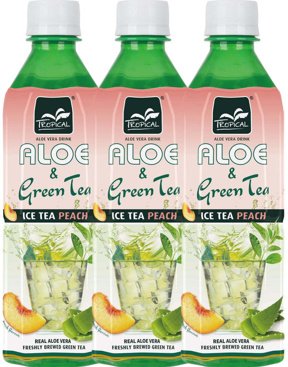 20 stk Tropical Aloe & Grønn Te 'Ice Tea Peach' Leskedrikk 500 ml - Hel Eske