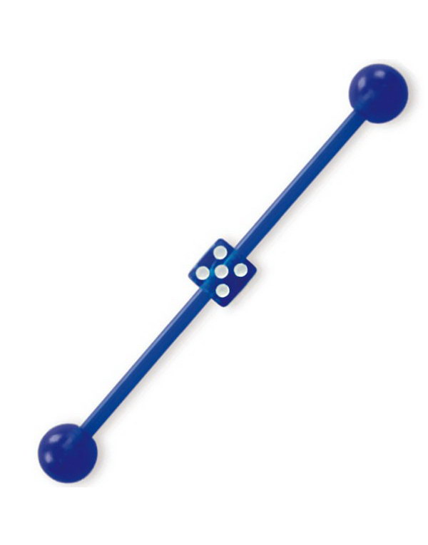 Ørebarbell i Blå med Terning