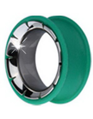 Piercing Tunnel i Silikon med Kirurgisk Stål 316L - Grønn