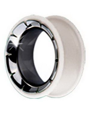 Piercing Tunnel i Silikon med Kirurgisk Stål 316L - Hvit