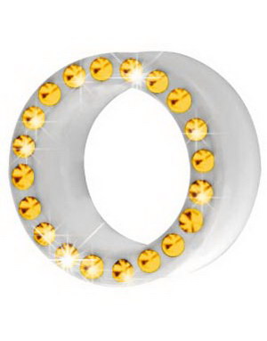 Silikon Piercing Tunnel i Hvit med Gullfargede Stener