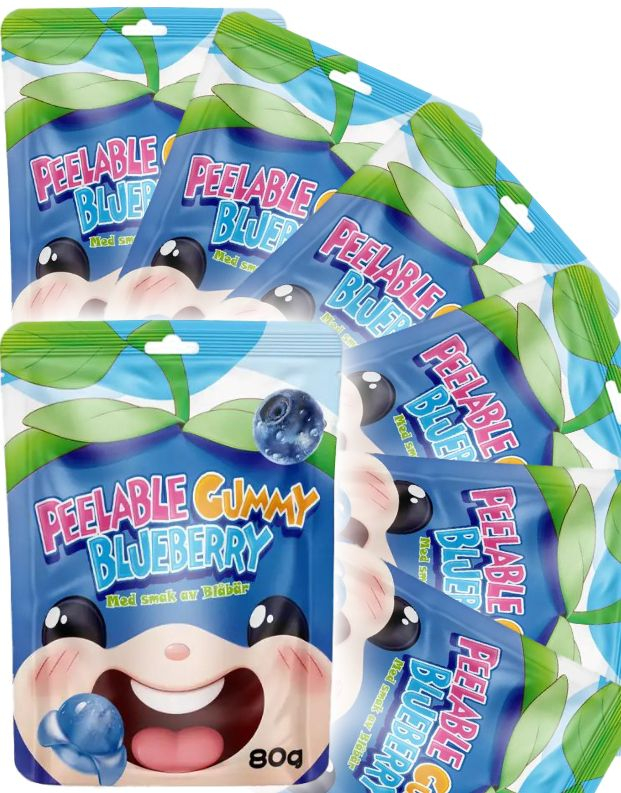 24 stk Syrico Peelable Gummy Blueberry - Skrellbare Små Geléblåbær - Hel Eske 1,92 kg