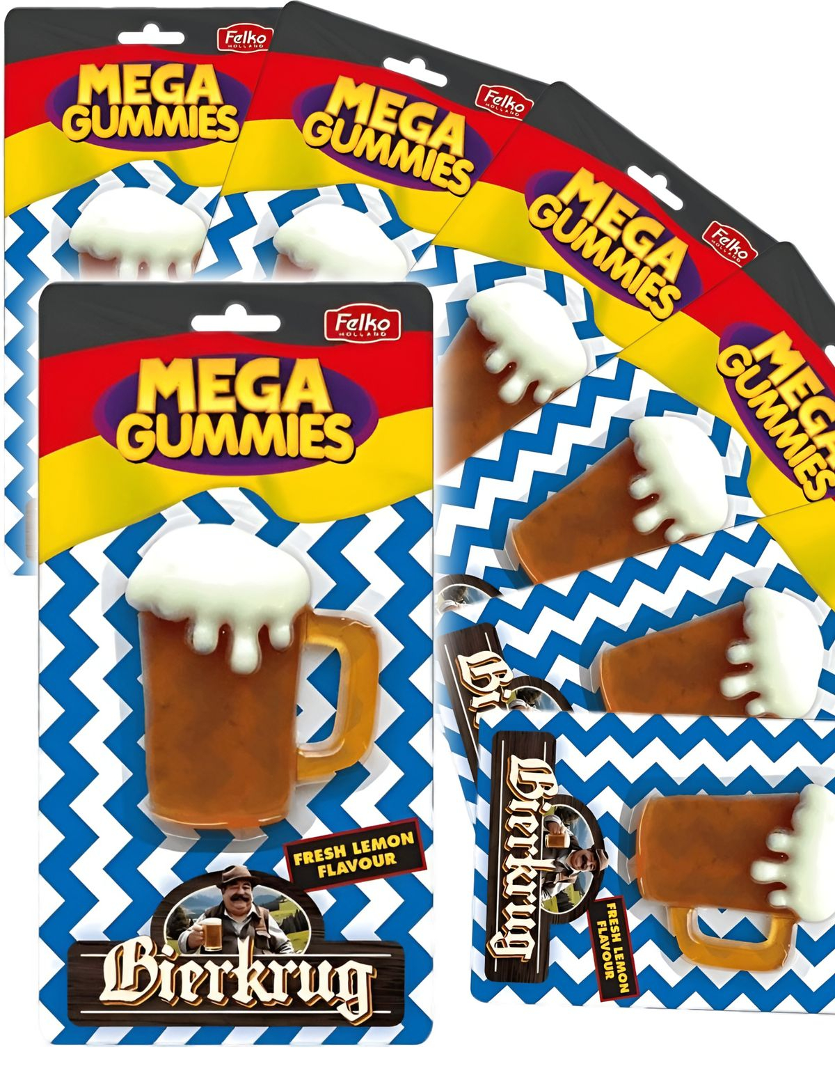 11 stk Mega Gummies German Beer - Vingummi Ølglass med Fersk Sitronsmak - Hel Eske 1,32 kg