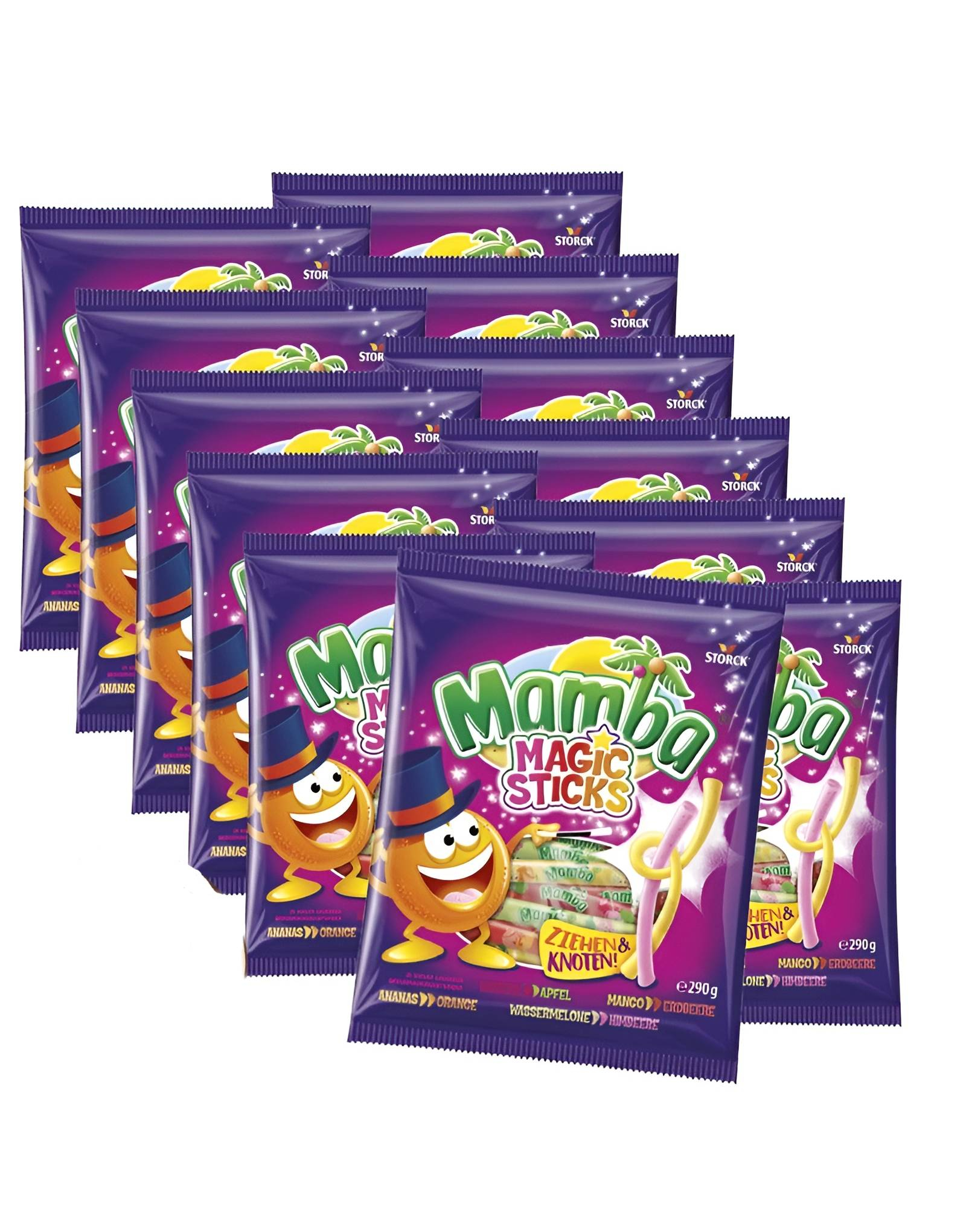 24 stk Mamba Magic Sticks - Karamell Stenger med Forskjellige Frukt- og Bærsmaker 3,36 kg