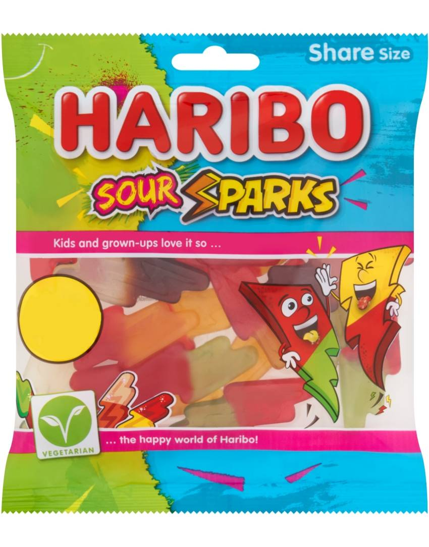 Haribo Sour Sparks - Sur Lynformet Vingummi 140 gram