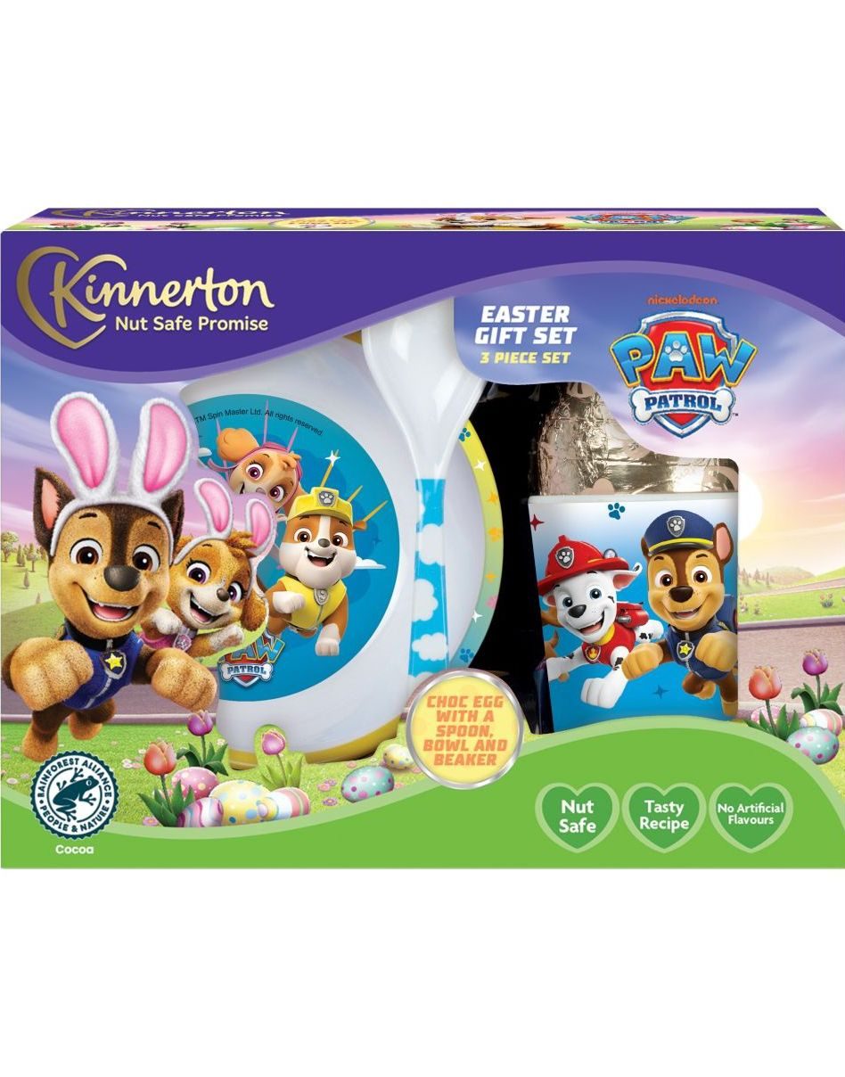 Paw Patrol Påskegavesett med Sjokoladeegg og Frokostsett - Kinnerton