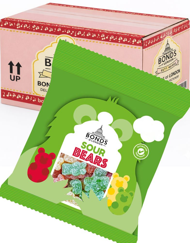 20 stk Fizzy Sour Bears - Bonds of London - Hel Eske 1 kg (UK)