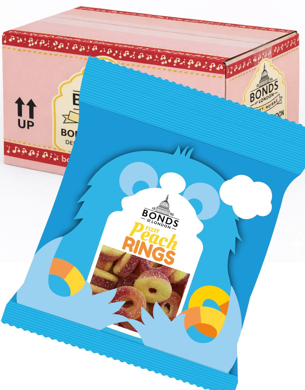 20 stk Fizzy Peach Rings - Bonds of London Hel Eske (UK)