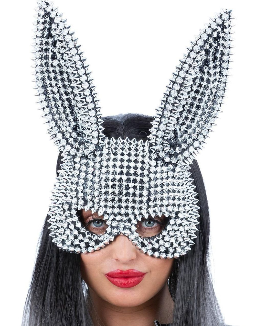 Sexy Sølvfarget Bunny Maske med Nagler