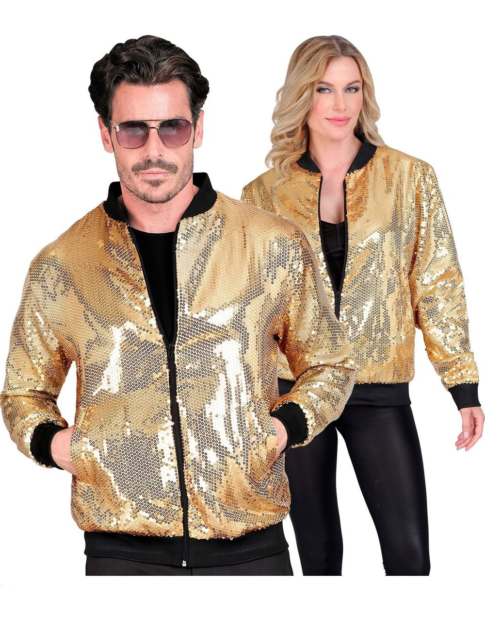 Gullfarget Unisex Bomberjakke med Paljetter