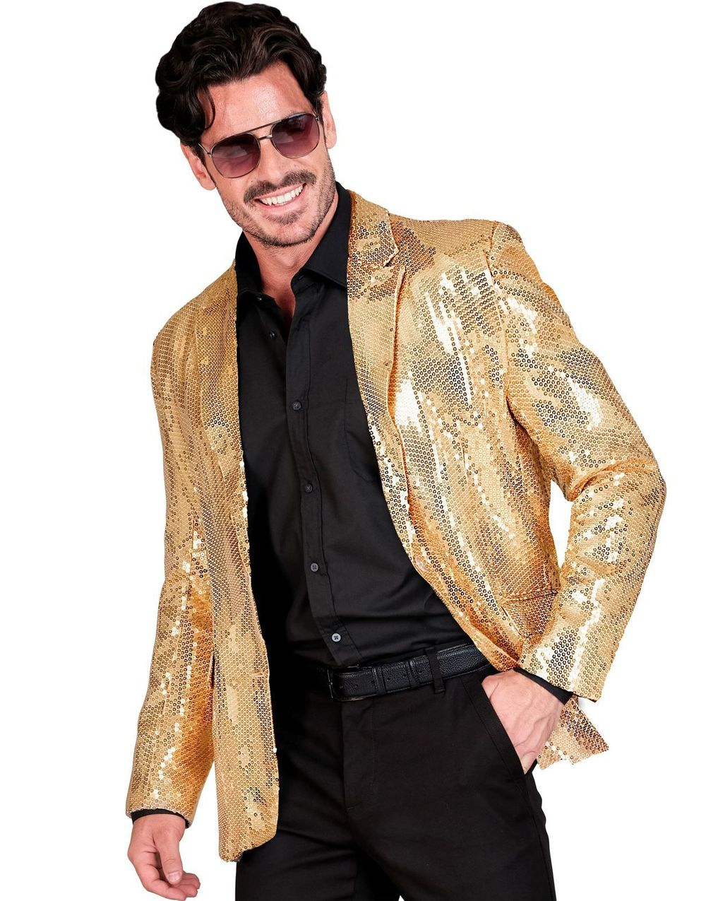 Gullfarget Glitrende Kostyme Dressjakke med Paljetter til Mann