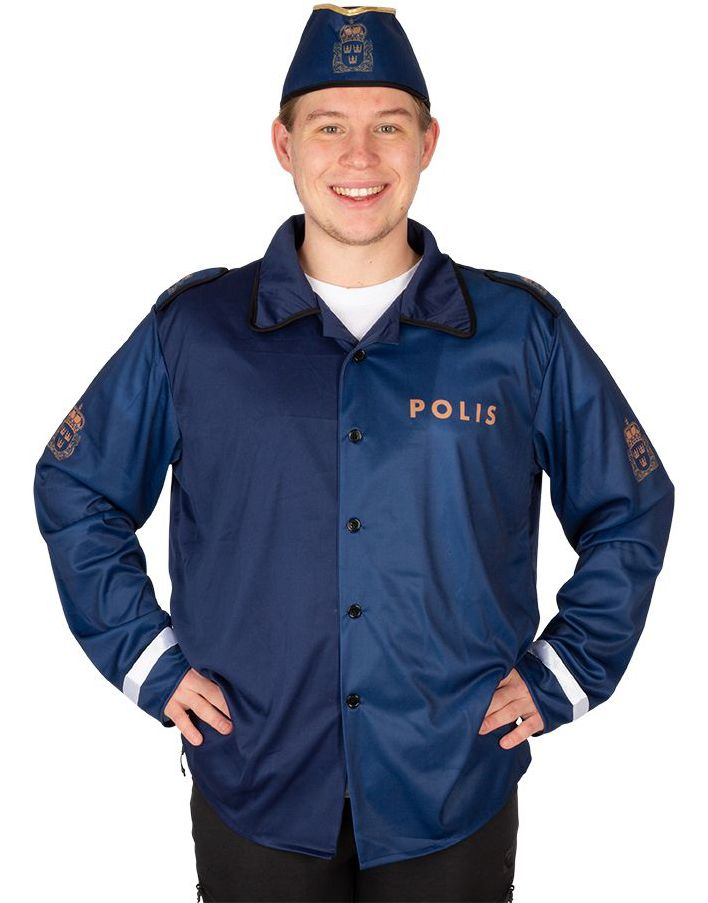 Politi Kostymeskjorte og Hatt til Herre - Onesize
