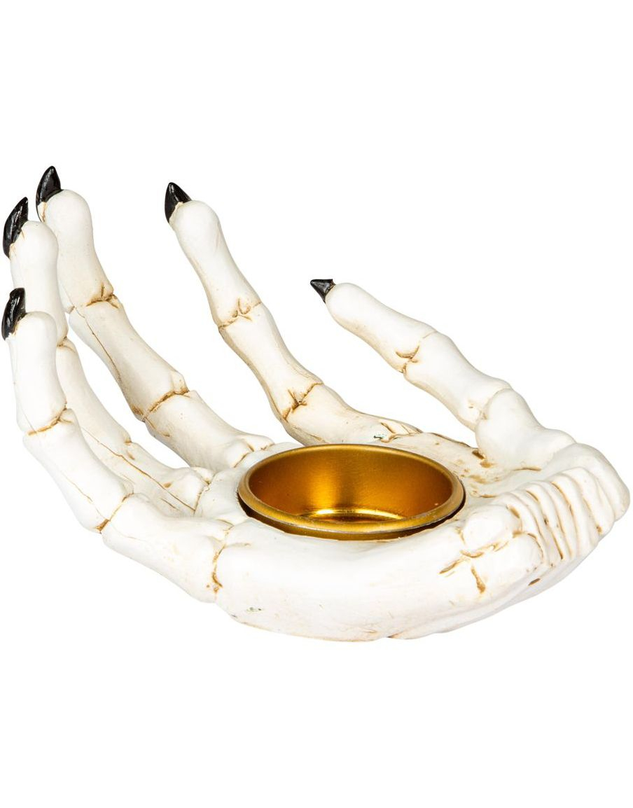 Skjeletthånd Lysestake 13,5 x 7,5 cm