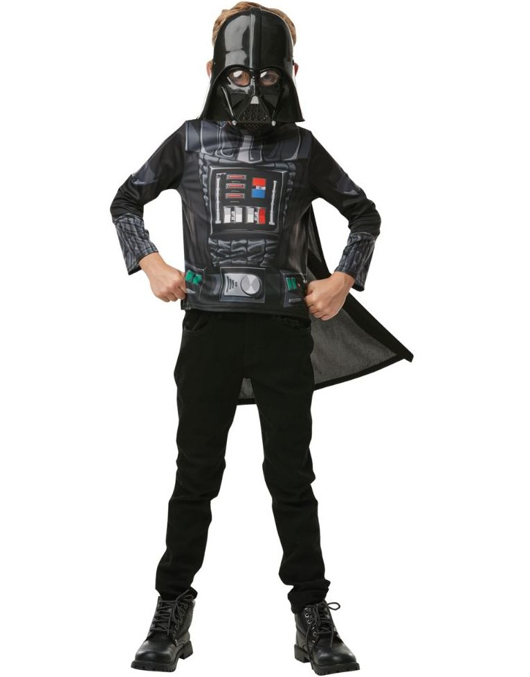 Lisensiert Darth Vader Kostymeskjorte, Maske og Kappe til Barn - 4-7 ÅR