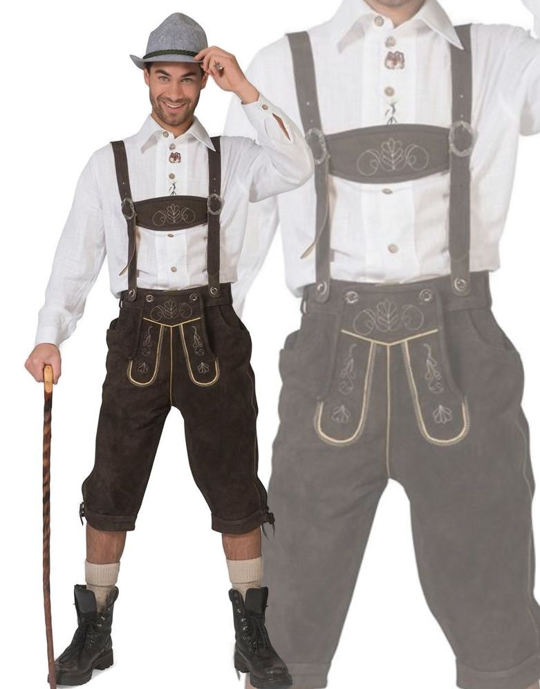 Autentisk Brunsvart Lederhosen i 100% Kvalitetskinn
