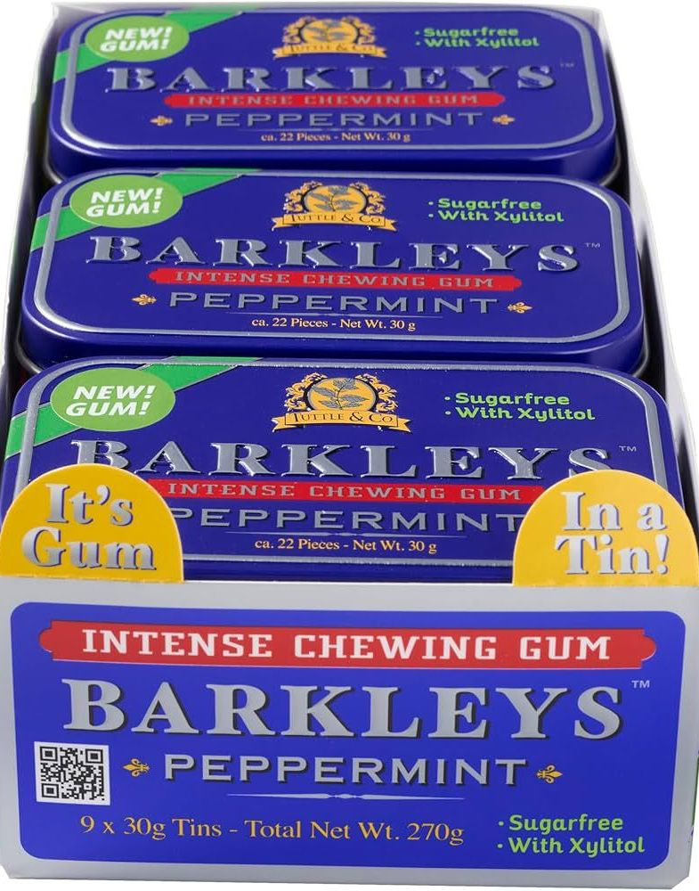 9 stk Barkleys Sugarfree Peppermint Intense Chewing Gum - Hel Eske 270 gram