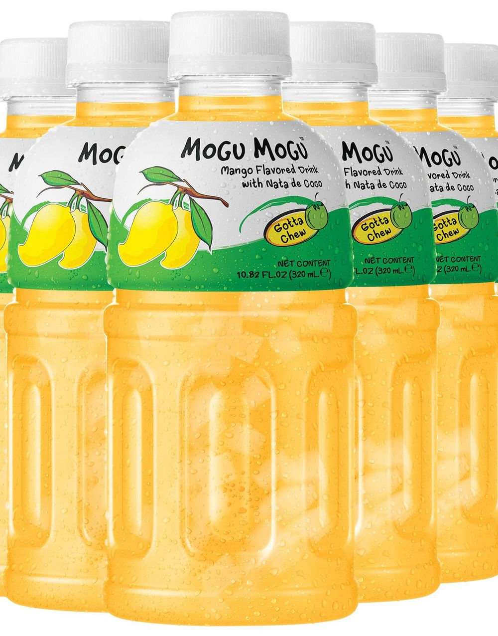 6 stk Mogu Mogu Nata De Coco Mango - Mangojuice med Kokosgelebiter 320 ml - Hel Eske (Thailand)