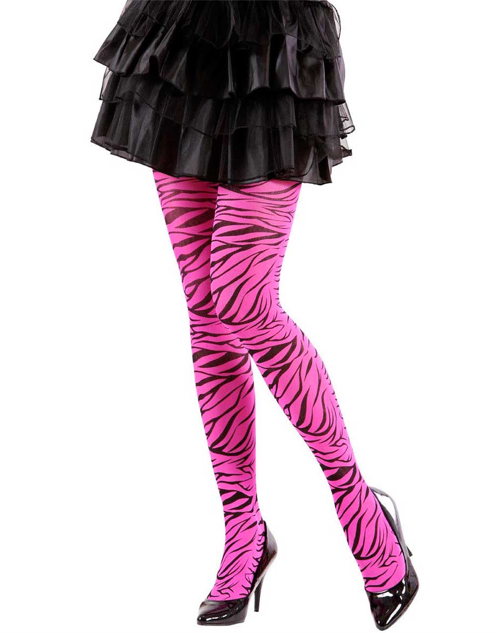 Rosa Strømpebukse med Svart Tigermønster
