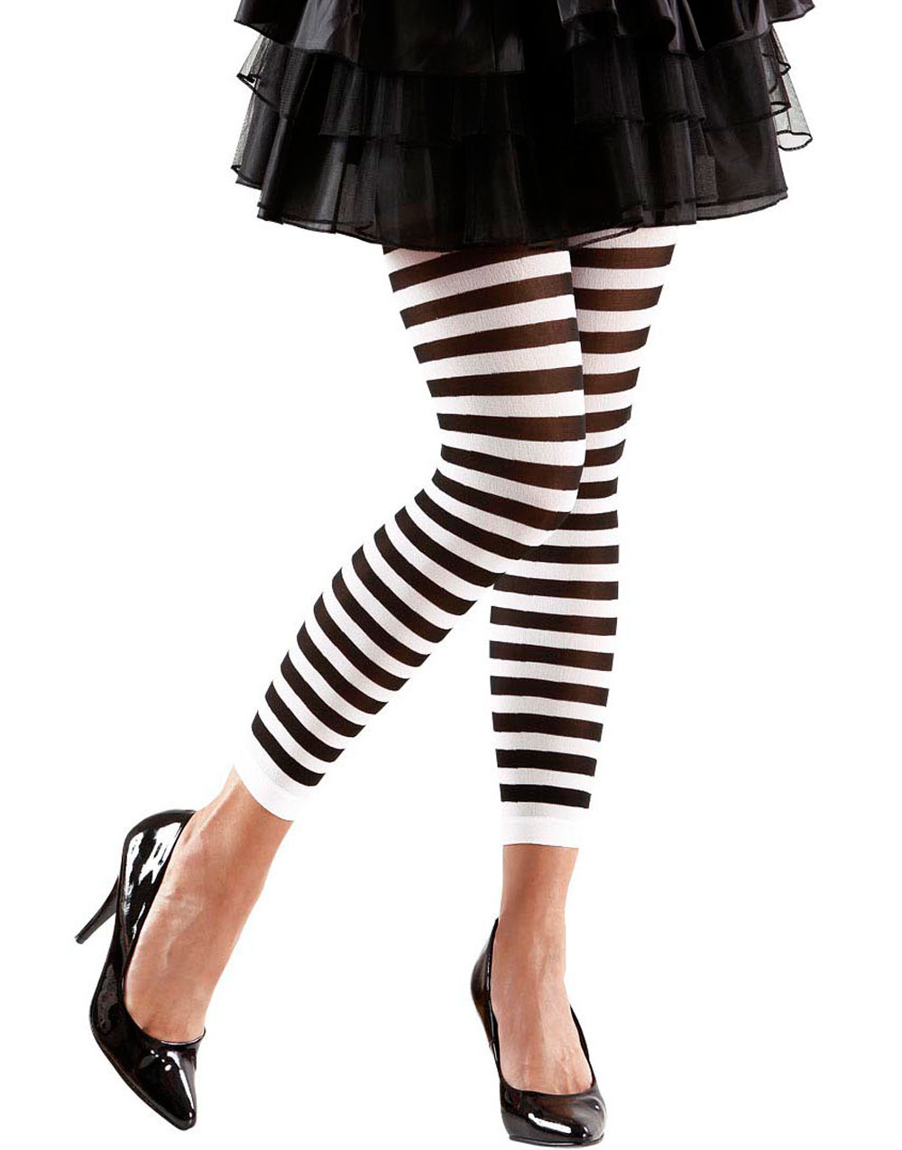 Stripete Svart og Hvit Leggings - S/M