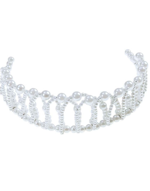 Hvit Perle Krone med Bøyelig From