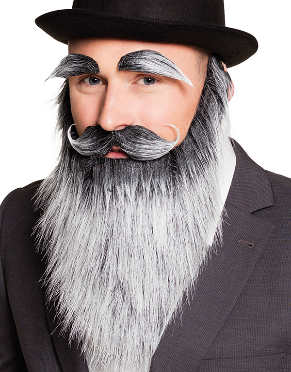 Grått og Svart Sett med Skjegg, Bart og Øyenbryn