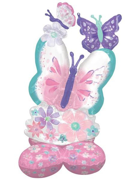 1 stk AirLoonz Stor Folieballong med Sommerfugler 71x111 cm - Flutter Dream