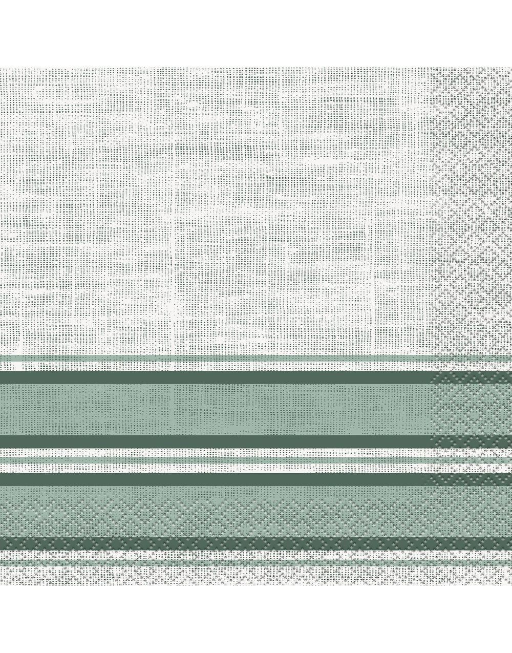 16 stk Grønne Stripete Servietter 33x33 cm - Botanical Stripe