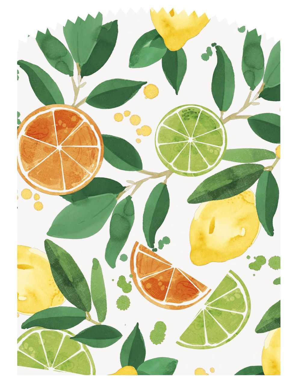 6 stk Godteposer/Papirposer Med Klistremerker - Summer Fruits