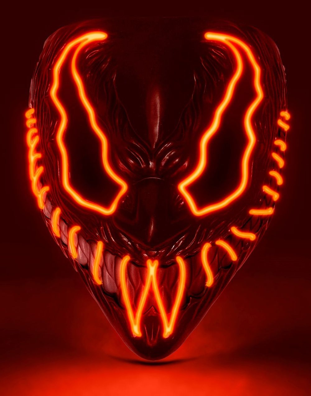 Rød Venom / Carnage Inspireret Maske med Rødt LED Lys