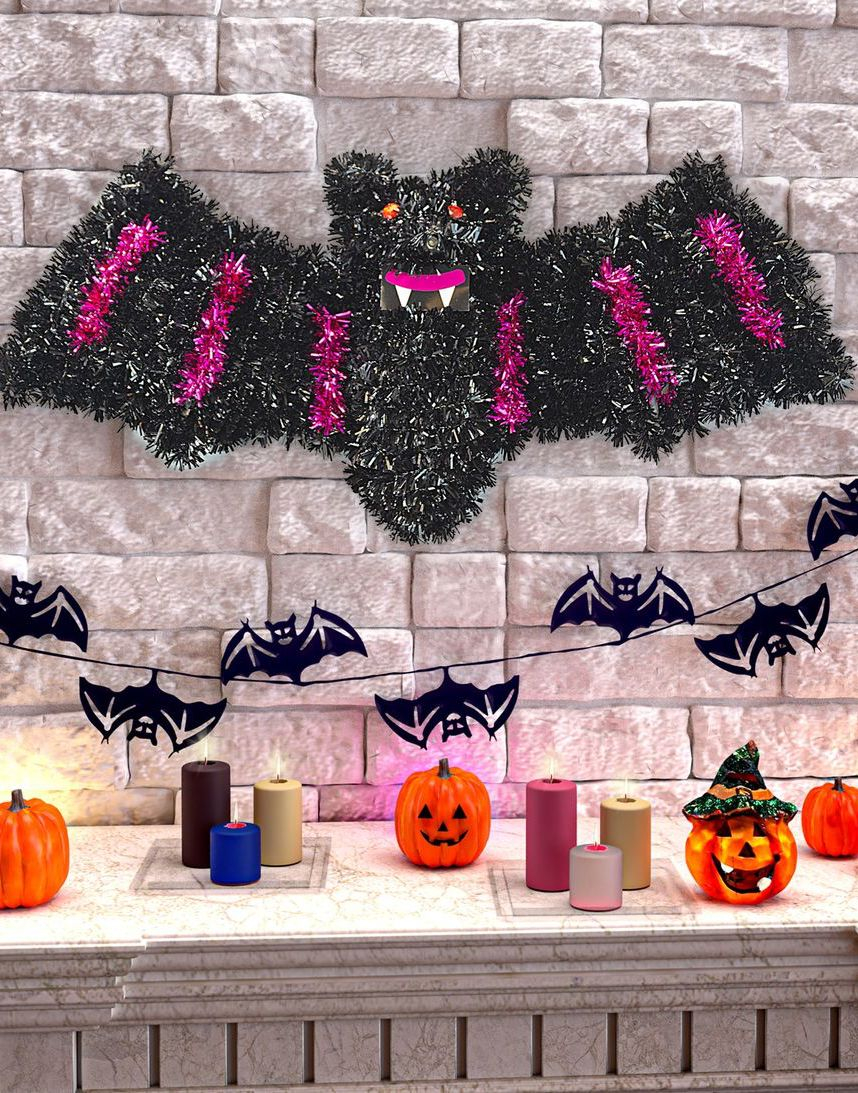 Glitrende Flagermusdekorasjon 46x16 cm