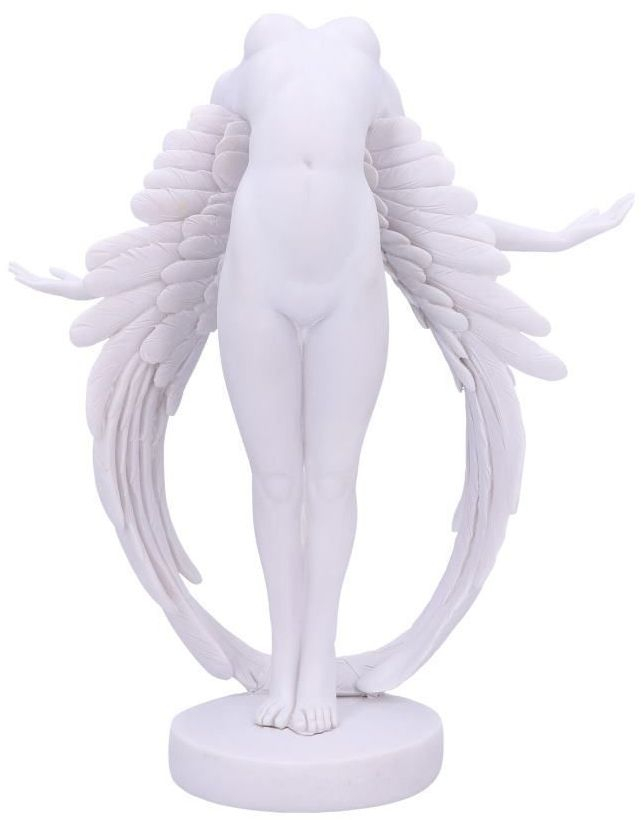 Hvit Frigjort Engelfigur med Utstrakte Armer 26,5 cm