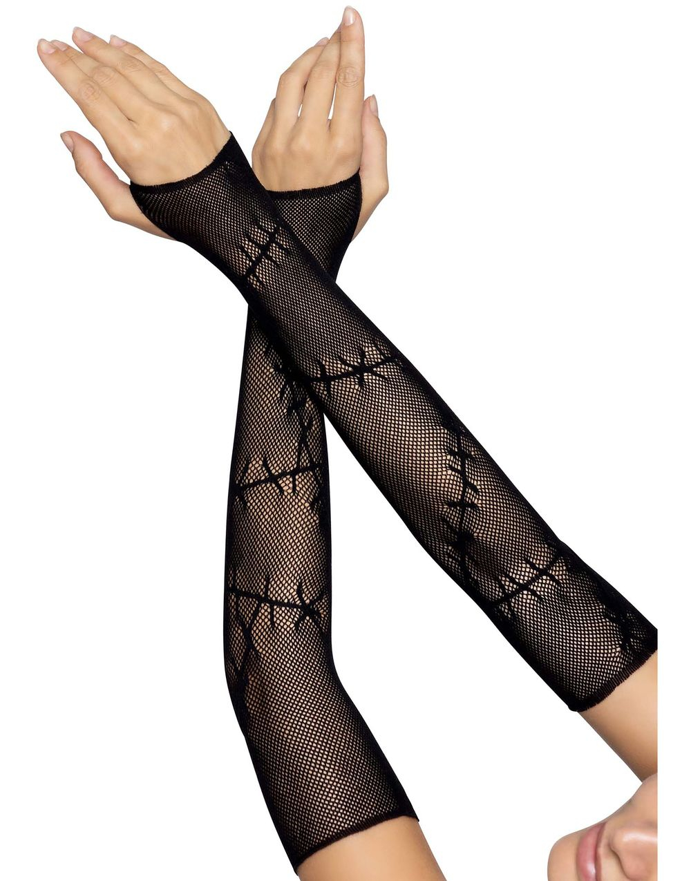 Svarte Fingerløse Fishnet Hansker