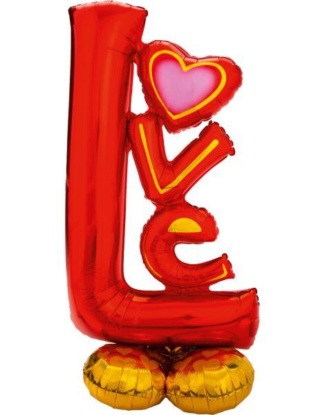 Rød Love Stor AirLoonz Stående Folieballong 147 cm