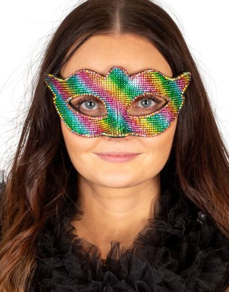 Regnbue Øyemaske med Fargerike Stener