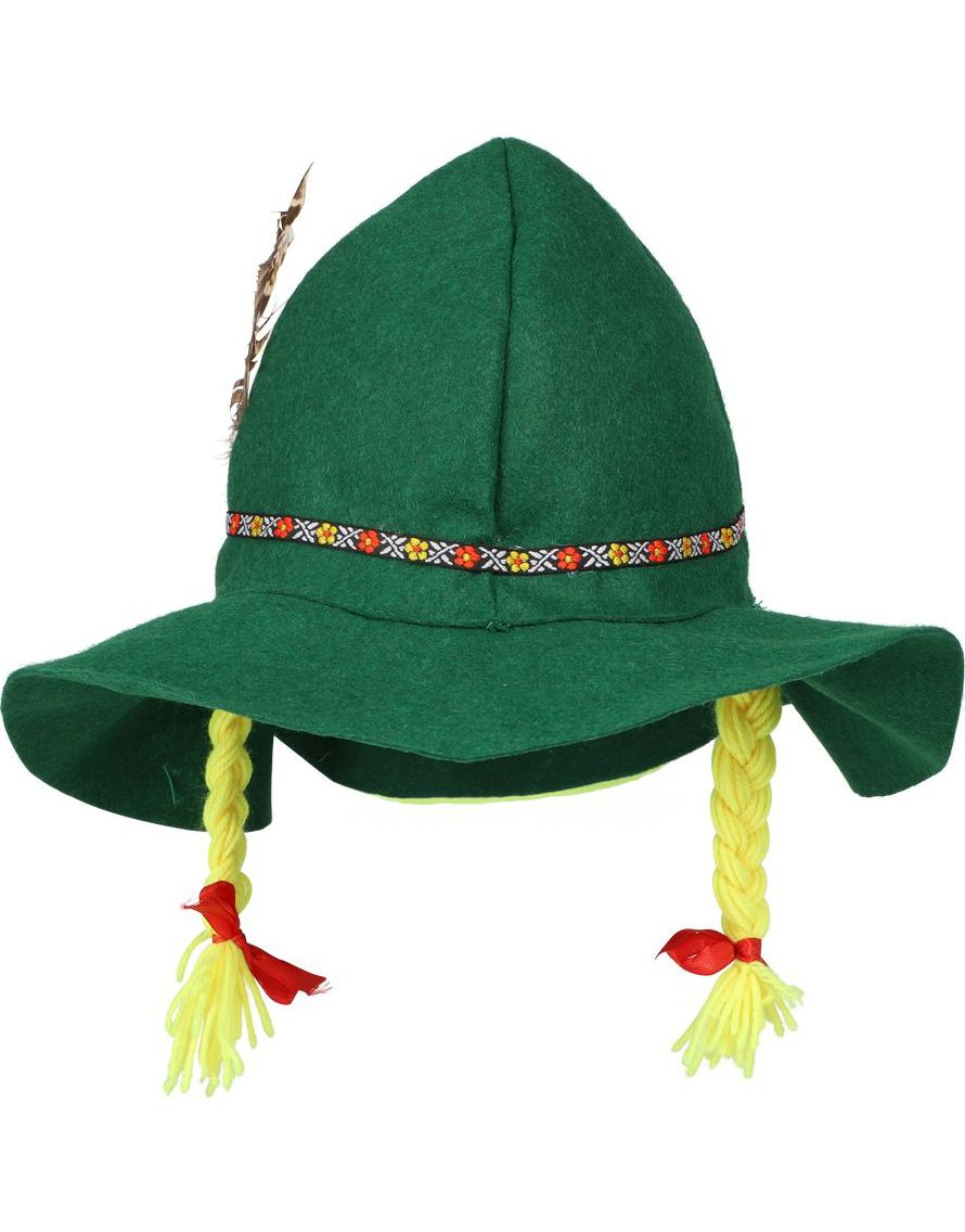 Grønn Oktoberfesthatt med Fletter