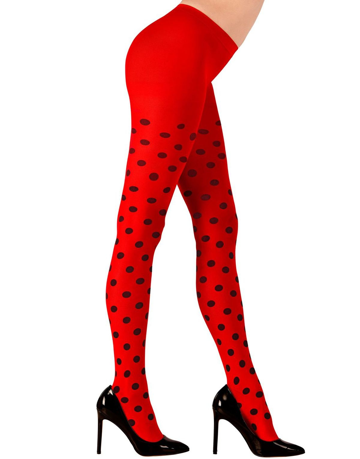 Rød Strømpebukse med Svarte Prikker