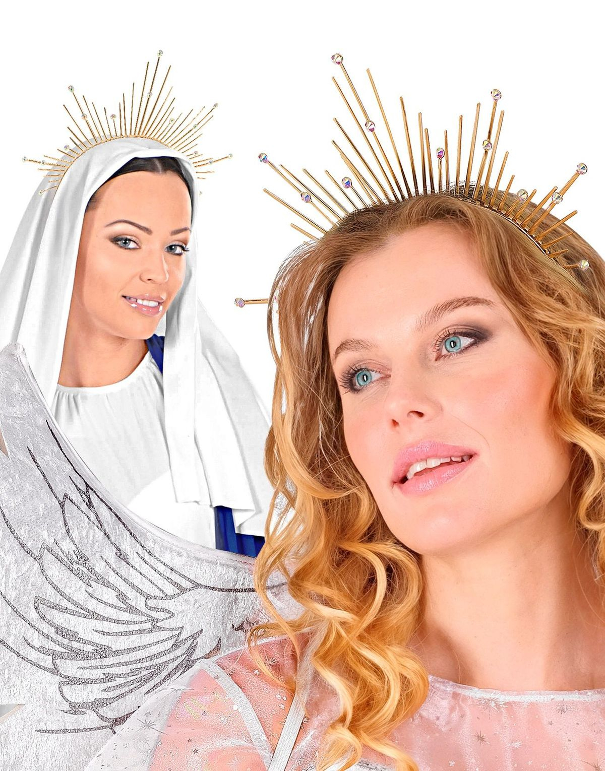 Gullfarget Piggete Hårbøyle med Skinnende Stener