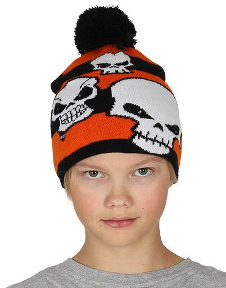 Strikket Lue med Dusk og Hodeskaller til Barn