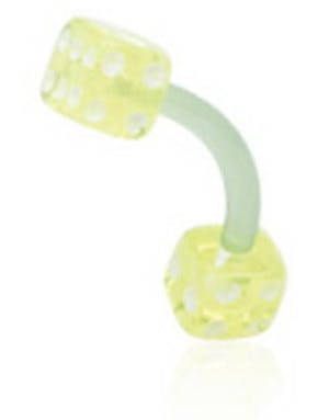 Banan Øyenbrynspiercing i Grønn med Terninger 1.2 x 8 mm