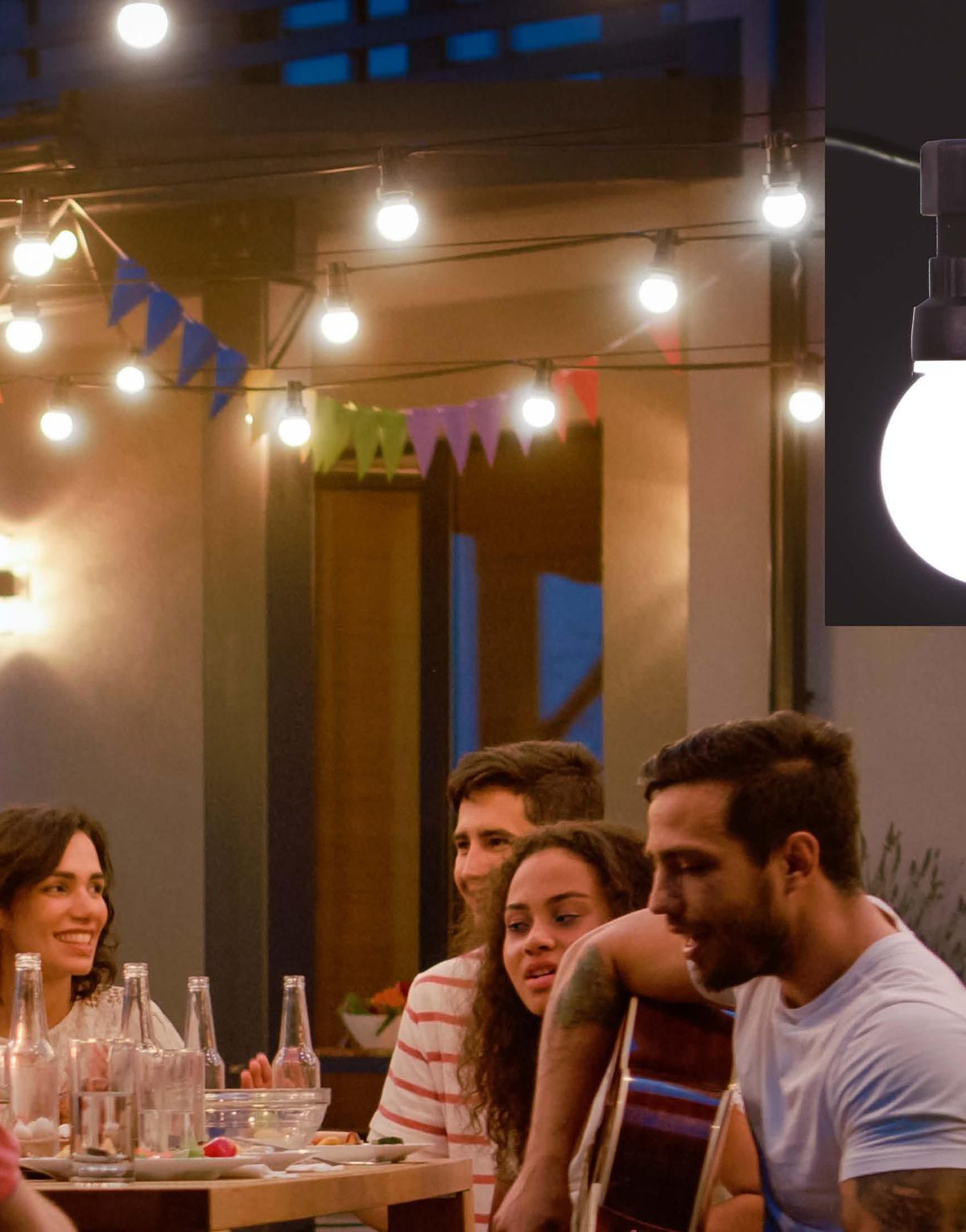 Lyslenke med 10 Hvite Pærer 5 meter IP44