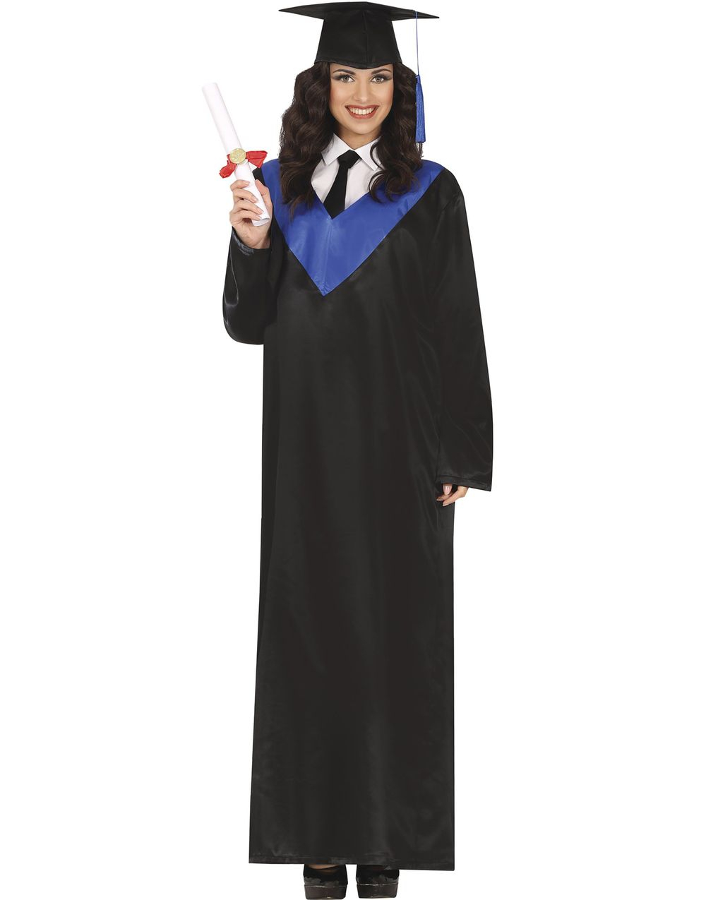 Svart og Blå Eksamens Kappe - Unisex Kostyme
