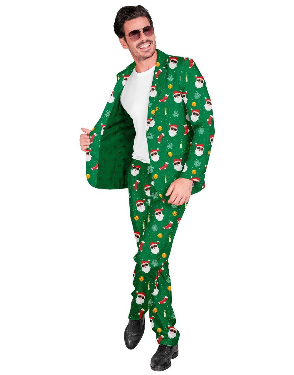 UV Glow Kostymdress til Herre med Nisse og Julemotiver