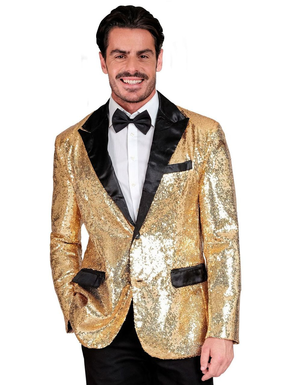Glitrende Gullfarget Kostymejakke med Paljetter til Herre