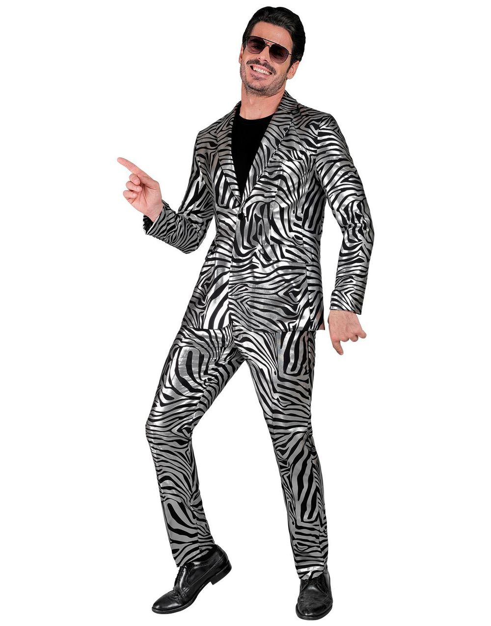 Kostymedress med Sølvfarget Zebramotiv Til Mann