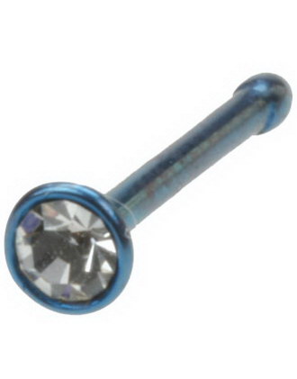 Anadized Blå Nesepiercing med Klar Sten