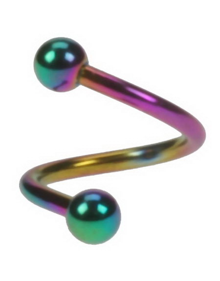 Twister - 1,2 x 8 mm Flerfarget Øyenbrynspiercing