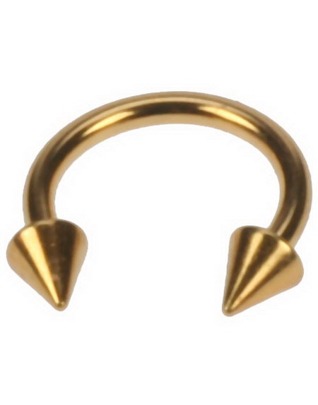 Rund Gullfarget Øyenbrynspiercing med Spike Kuler - 1,2 x 8 mm